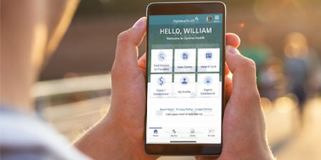A member using the Optima Health mobile app.