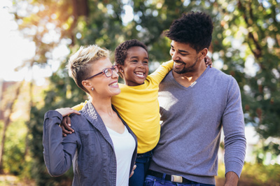 Happy family hanging out together