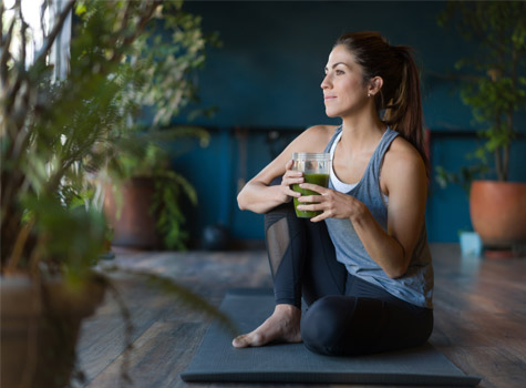 A woman stretching